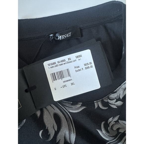 Versace Leafy Baroque Cotton Jersey T-Shirt Black/Gray 3XL 1019460 NWT $625 - Picture 13 of 14